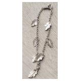 Silver Tone Anklet w/ Leaf Charms