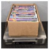 (9) Various Disney VHS Tapes w/ VHS Player