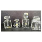 (4) Large Heavy Crystal Perfume Bottles
