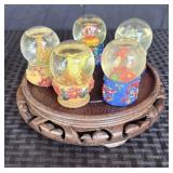 (5) Vintage Asian Hand-Painted Glass Globes,
