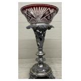 Silver Victorian Center w/ Ruby Red Bowl