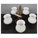 5-Sconce Milk Glass Chandelier