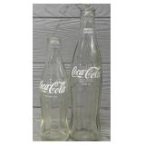 (2) Coca-Cola Clear Glass Bottles w/ White Scripts