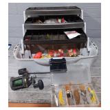 Tackle Box With Tackle & Reel