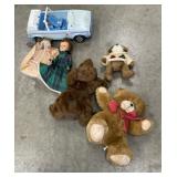 Box of Bears, Dolls, & Barbie car
