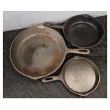 (3) Cast Iron Pans