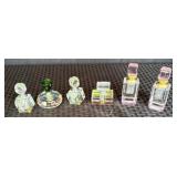 (6) Faceted Crystal Glass Perfume Bottles