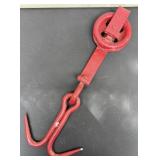 Vintage Red Iton Double Hook Barn Pulley