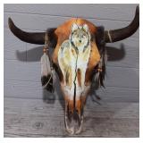 Painted Cow Skull With Horns