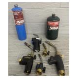 (5) Torch Handles w/ (2) Small Propane Tanks