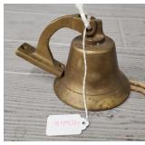 Antique Brass Ship Bell w/ Brass Bracket