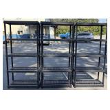 (3) Greenmade 5-tier Plastic Shelving Units