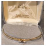 Gold Tone Bracelet w/3 Small Stones