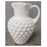 Vintage Hobnail Milk Glass Pitcher / Vase
