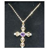 Amethyst Cross Pendant Necklace