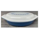 Pyrex Blue Divided Casserole Dish w/ Snowflake Lid
