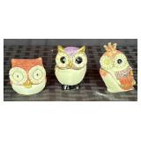 (3) Owl Theme Trinket Boxes