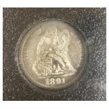 1891 Seated Liberty Dime