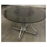 1960s Chrome Legged Leather & Glass Top Table