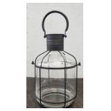 Hanging Metal & Glass Candle Lantern
