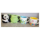 (2) Cute Mugs & (2) Starbucks Mugs