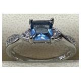 Beautiful Faceted Square Cut Aquamarine Ring