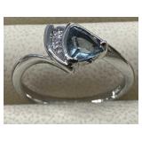 Faceted Aquamarine Silver Ring