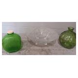 Green Bottle & Vase & Punch Bowl