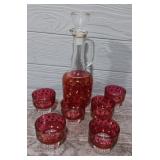 1960s Red Decnter & Glasses
