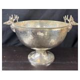Hammered Silver Plated Stag Head Pedestal Bowl