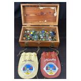 (88) Old Marbles & Steelie Shooter w/Wood Box