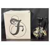 2001 Fenton Signed Midnight Safari Black Vase
