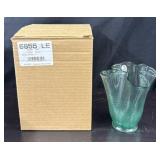 Fenton Green Ribbed & Fluted Vase #6855LE