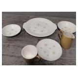 Vintage Golden Atomic Starburst Dish Set