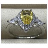 Gorgeous Faceted Teardrop Cut Amber Citrine Ring