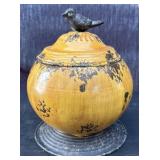 Distressed Metal Bird Canister