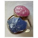 Raw Ruby&Safire Sterling Silver Ring