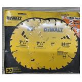 (2) 7.25' Dewalt 24 Tooth Carbide Saw Blades