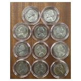 (11) 1943-1945 WWII 35% silver Jefferson Nickels