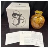 2001 Fenton Retired Cut Flower Pulled Feather Vase