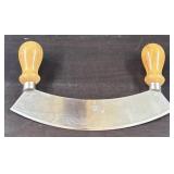 Inox Italy Mezzaluna Double-Handled Mincing Knife