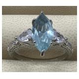 Aquamarine Princess Cut Ring