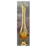 Amber Viking Glass Epic six-petal Swung Vase