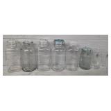 (6) Assorted Canning Jars & (2) Wedding Glasses