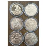 (6) 1oz 'Wild West Series' Copper Rounds