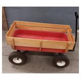 Red Metal Wood Rack Wagon