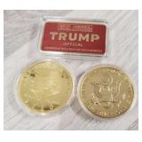 (2) Commeritive Trump Rounds & (1) Trump Bar