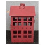 Red Metal House Candle Holder