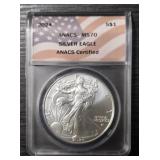 2024 American Silver Eagle Dollar: ANACS MS70