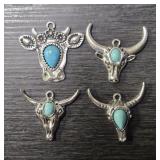 (4) Turquoise Like Bull/Cow Pendants #2